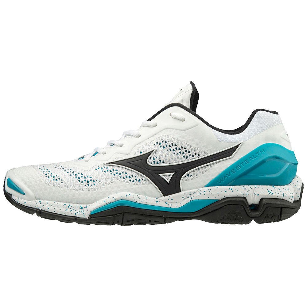 Mizuno Women's Handball Shoes White/Black/Blue WAVE STEALTH V Shoes - X1GA180085